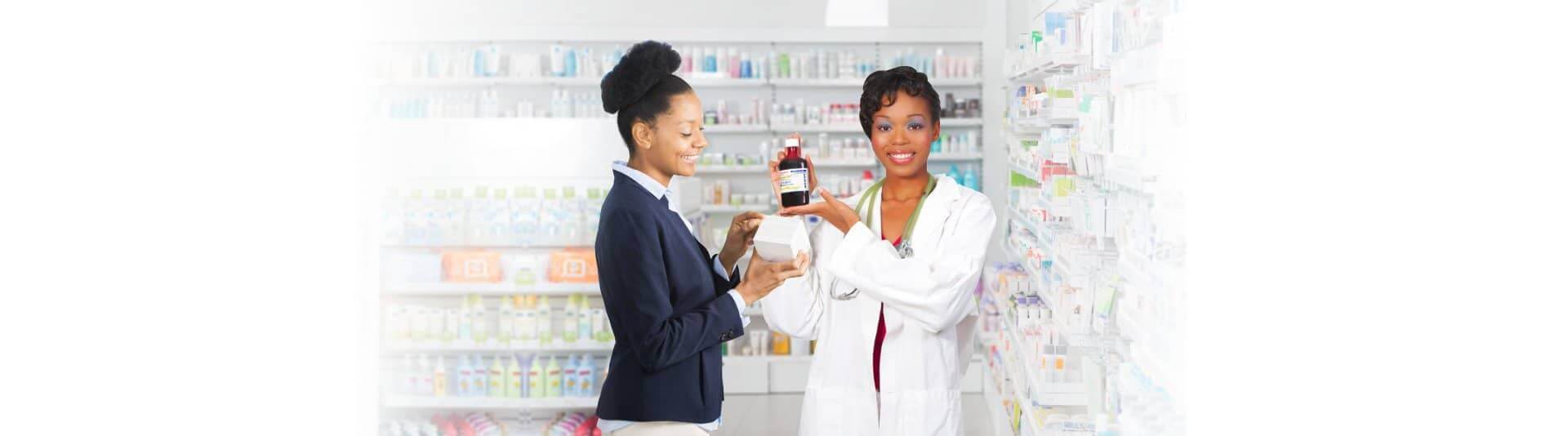 customer reading instructions on medicine box